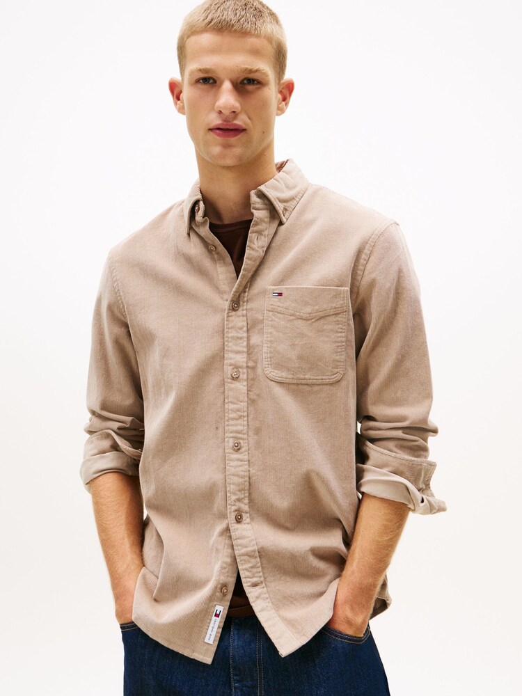 Tommy Jeans Brown Regular Fit Corduroy Shirt - Image 1 of 5 Tommy Jeans Brown Regular Fit Corduroy Shirt - Image 1 of 5