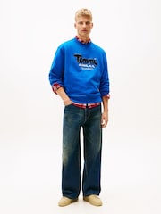 Tommy Jeans Blue Bouclé Logo Relaxed Sweatshirt - Image 3 of 5