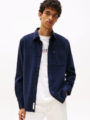 Tommy Jeans Blue Regular Fit Corduroy Shirt - Image 1 of 5