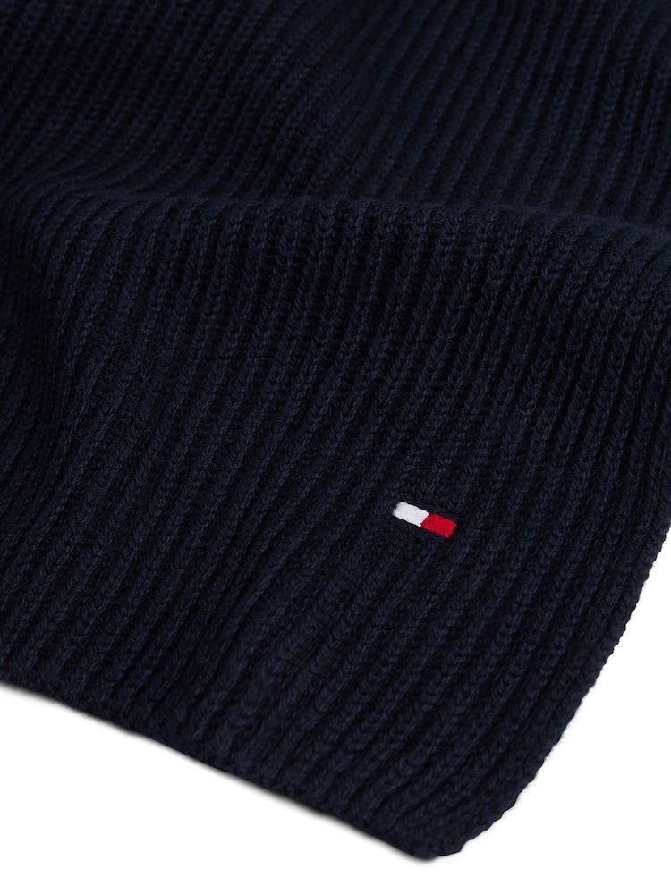 Tommy Hilfiger Blue Flag Embroidery Ribbed Scarf - Image 4 of 4 Tommy Hilfiger Blue Flag Embroidery Ribbed Scarf - Image 4 of 4