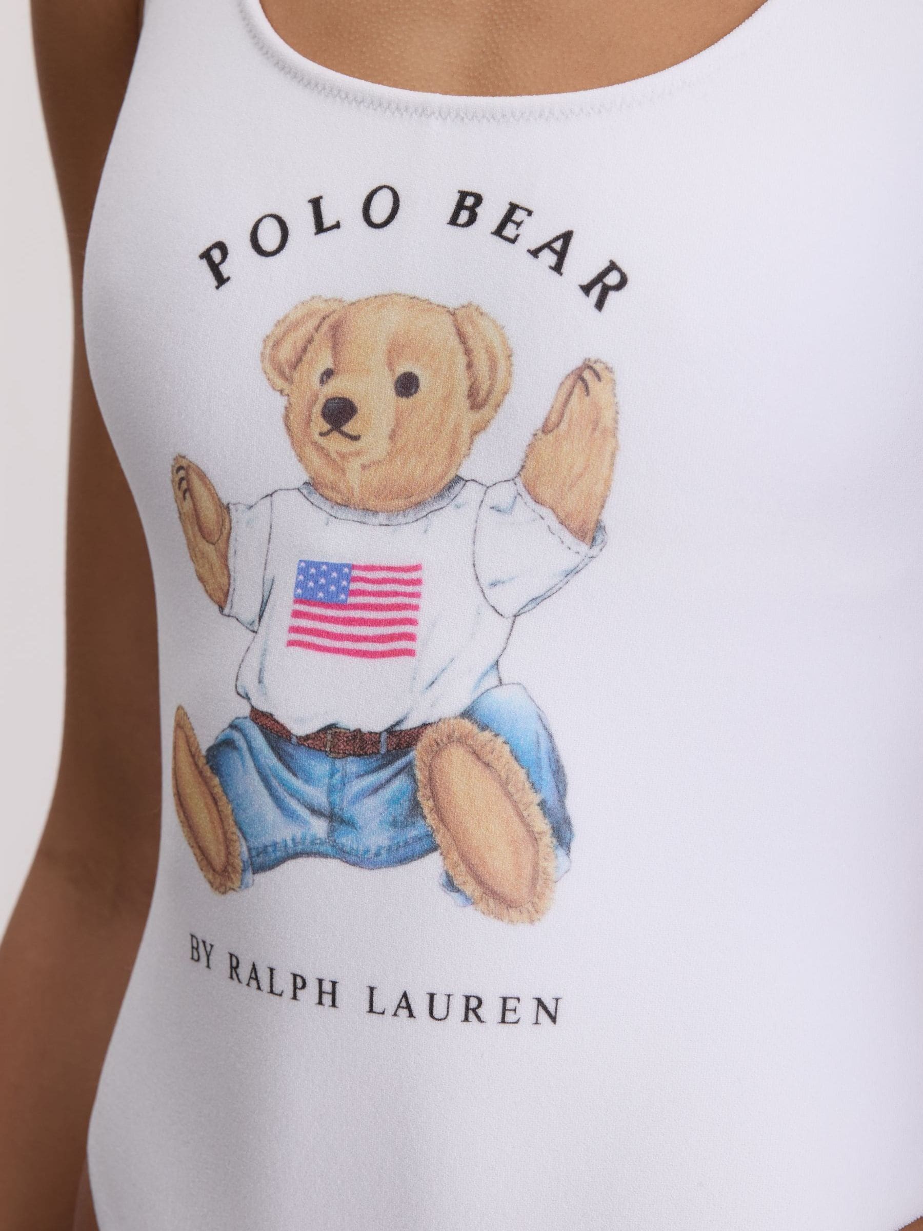 Buy Polo Ralph Lauren White Terry Printed Polo Bear Scoop Tank
