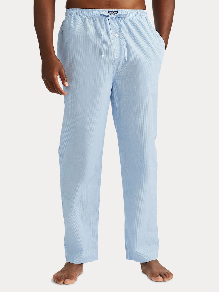 Polo Ralph Lauren Blue Mini Gingham Cotton Pyjama Bottoms - Image 1 of 4 Polo Ralph Lauren Blue Mini Gingham Cotton Pyjama Bottoms - Image 1 of 4
