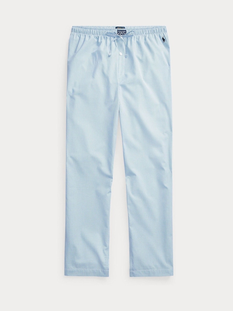 Polo Ralph Lauren Blue Mini Gingham Cotton Pyjama Bottoms - Image 4 of 4 Polo Ralph Lauren Blue Mini Gingham Cotton Pyjama Bottoms - Image 4 of 4