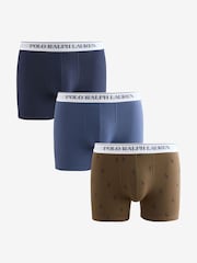 Polo Ralph Lauren Blue Stretch Cotton Long Boxers 3 Pack - Image 1 of 4