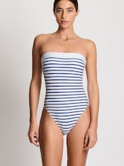 Lauren Ralph Lauren Blue Sea Side Stripe Modern Bandeau Mio Swimsuit - Image 2 of 5