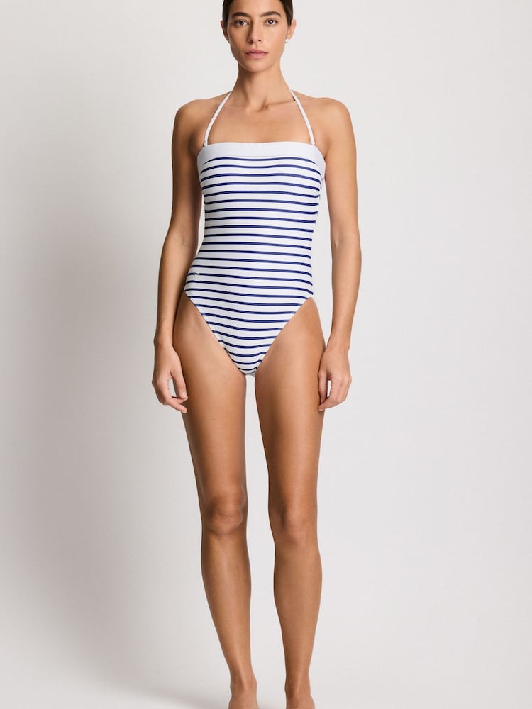 Lauren Ralph Lauren Blue Sea Side Stripe Modern Bandeau Mio Swimsuit - Image 5 of 5
