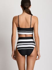 Lauren Ralph Lauren Black Variegated Stripe Banded High Waist Bikini Bottoms - Image 2 of 4