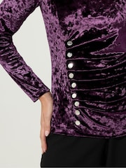 Star by Julien MacDonald Purple Button Detail Velvet Top - Image 4 of 5