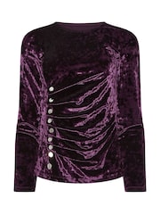 Star by Julien MacDonald Purple Button Detail Velvet Top - Image 5 of 5