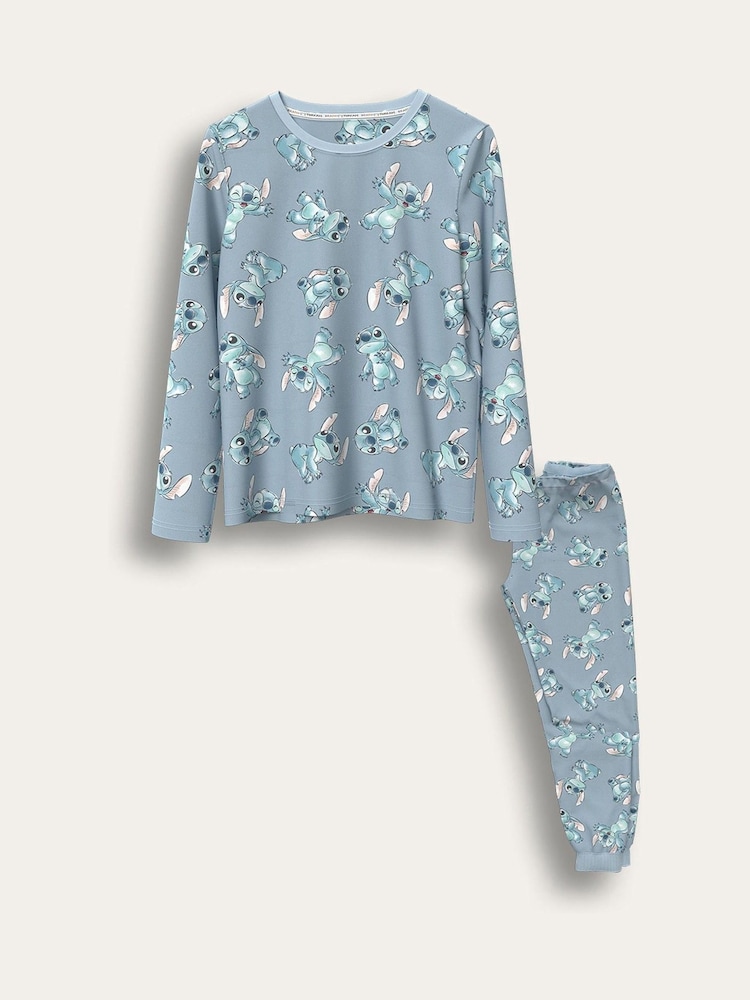 Brand Threads Blue Ladies Disney Stitch Fleece Pyjamas Set - Image 1 of 2 Brand Threads Blue Ladies Disney Stitch Fleece Pyjamas Set - Image 1 of 2
