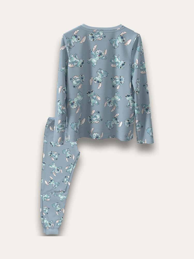 Brand Threads Blue Ladies Disney Stitch Fleece Pyjamas Set - Image 2 of 2 Brand Threads Blue Ladies Disney Stitch Fleece Pyjamas Set - Image 2 of 2