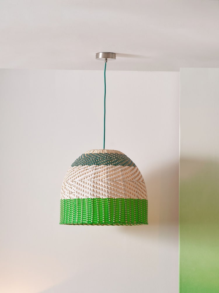 Designers Guild Emerald Brera Rattan Ceiling Pendant - Image 1 of 5 Designers Guild Emerald Brera Rattan Ceiling Pendant - Image 1 of 5
