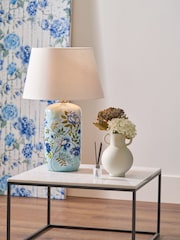 Designers Guild Blue Porcelaine de Chine Table Lamp Base and Shade Set - Image 1 of 5