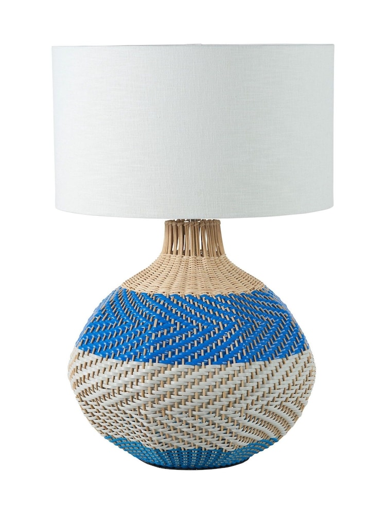 Designers Guild Cobalt Brera Rattan Table Lamp - Image 5 of 5 Designers Guild Cobalt Brera Rattan Table Lamp - Image 5 of 5