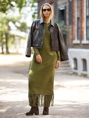 Ro&Zo Green Khaki Appliqué Knit Dress - Image 4 of 5