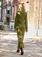 Ro&Zo Green Khaki Appliqué Knit Dress - Image 5 of 5