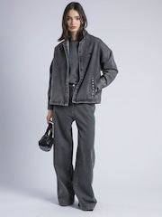 Religion Grey Eccentric Washed Wide Baggy Denim Jeans With Fitted Waist - Image 2 of 6