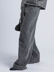 Religion Grey Eccentric Washed Wide Baggy Denim Jeans With Fitted Waist - Image 3 of 6