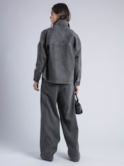 Religion Grey Eccentric Washed Wide Baggy Denim Jeans With Fitted Waist - Image 4 of 6