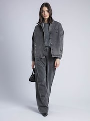 Religion Grey Eccentric Washed Wide Baggy Denim Jeans With Fitted Waist - Image 5 of 6