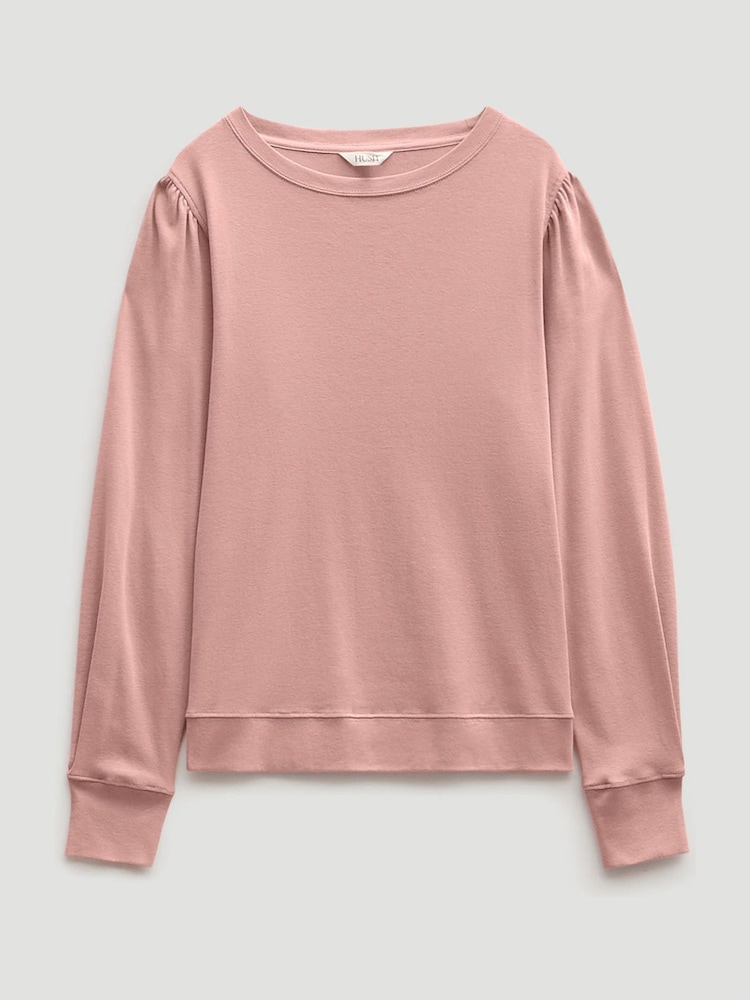 Hush Pink Emily Puff Sleeve Jersey Top - Image 1 of 5 Hush Pink Emily Puff Sleeve Jersey Top - Image 1 of 5