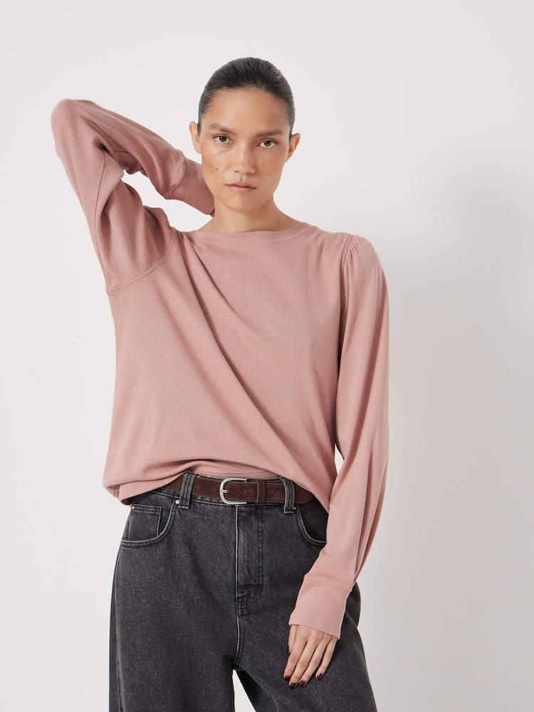Hush Pink Emily Puff Sleeve Jersey Top - Image 5 of 5 Hush Pink Emily Puff Sleeve Jersey Top - Image 5 of 5