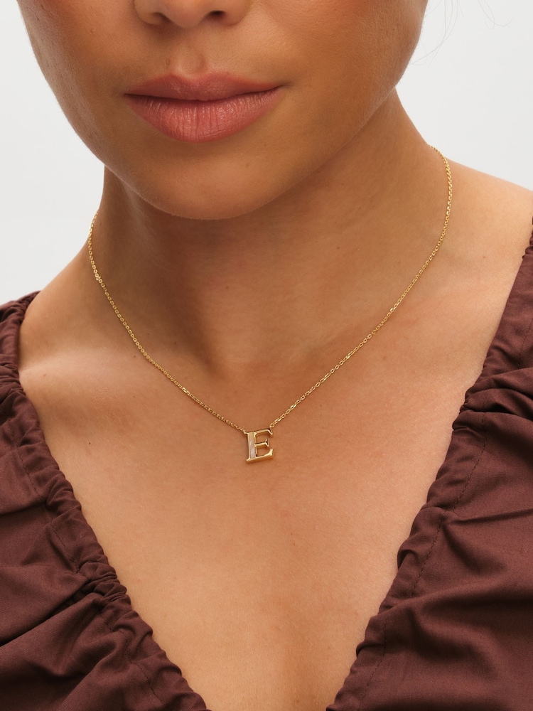 Inicio Gold Plated Mother of Pearl E Initial Pendant - Image 1 of 4