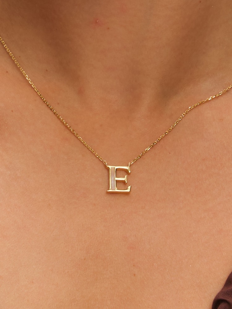 Inicio Gold Plated Mother of Pearl E Initial Pendant - Image 2 of 4