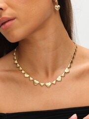 Inicio Gold Tone Brushed Heart and Crystal Allway Necklace - Image 2 of 4