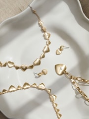 Inicio Gold Tone Brushed Heart and Crystal Allway Necklace - Image 3 of 4