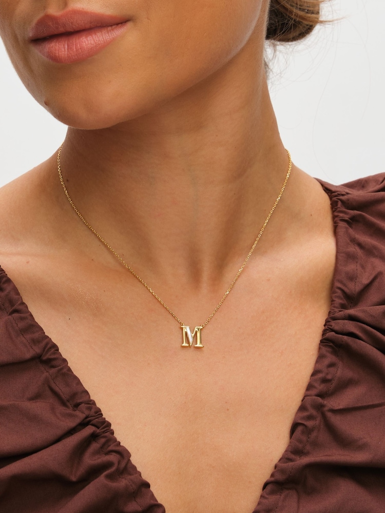 Inicio Gold Tone Mother of Pearl M Initial Pendant - Image 2 of 4 Inicio Gold Tone Mother of Pearl M Initial Pendant - Image 2 of 4