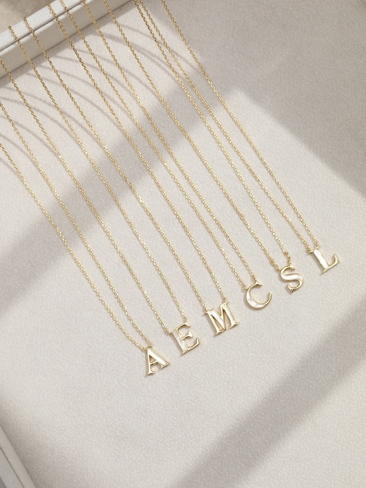 Inicio Gold Tone Mother of Pearl L Initial Pendant - Image 2 of 3 Inicio Gold Tone Mother of Pearl L Initial Pendant - Image 2 of 3