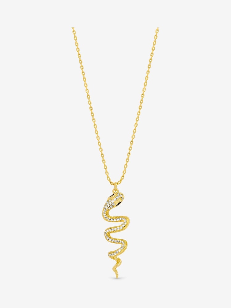 Inicio Gold Plated Crystal Snake Necklace - Image 1 of 1 Inicio Gold Plated Crystal Snake Necklace - Image 1 of 1