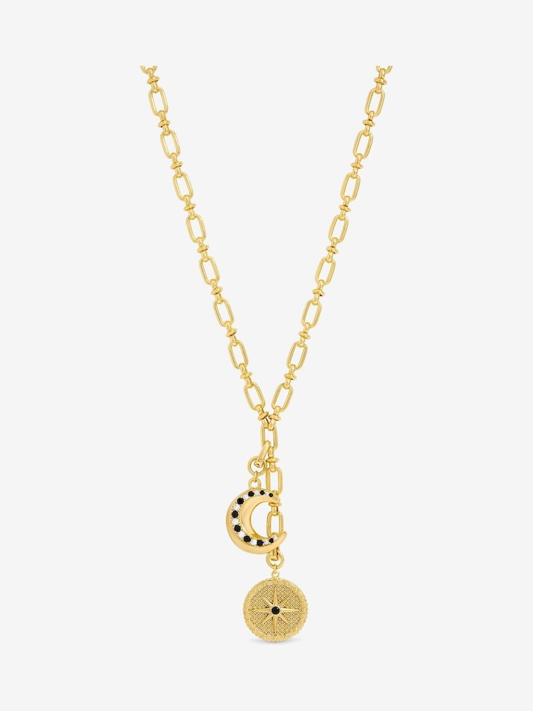 Inicio Gold Tone Celestial Multi Charm Drop Pendant - Image 1 of 5 Inicio Gold Tone Celestial Multi Charm Drop Pendant - Image 1 of 5