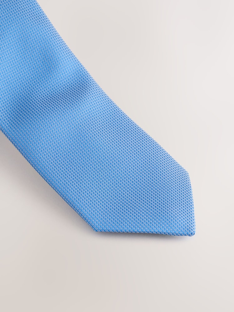 Sky Blue Slim Textured Tie - Image 2 of 3