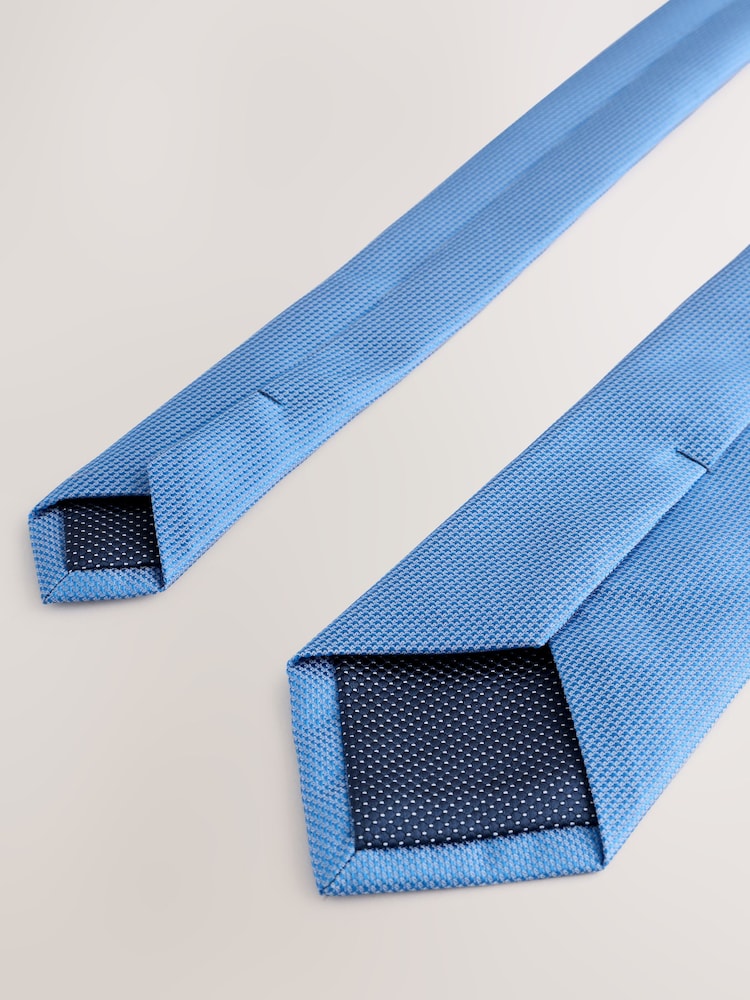 Sky Blue Slim Textured Tie - Image 3 of 3