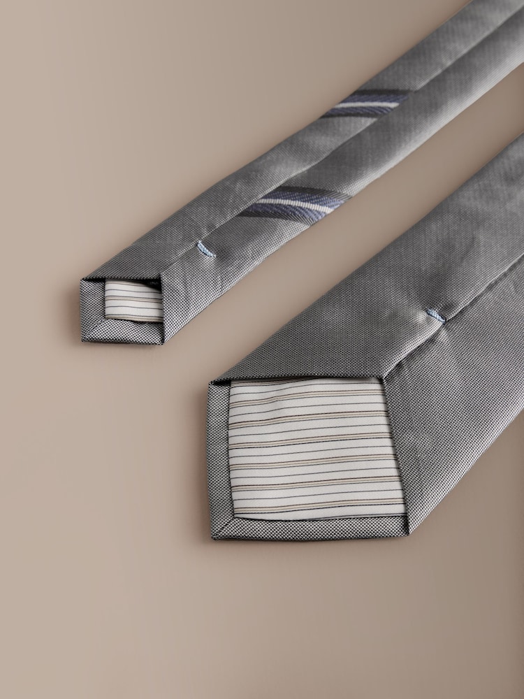 Grey Signature Silk Tie - Image 3 of 3 Grey Signature Silk Tie - Image 3 of 3