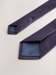 Dark Purple Slim Textured Tie - Image 2 of 3