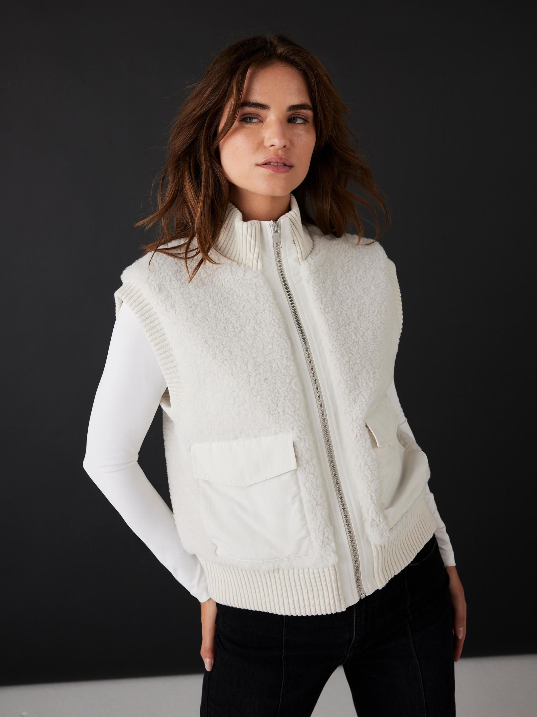 Buy Mint Velvet White Borg Knit Gilet from Next USA