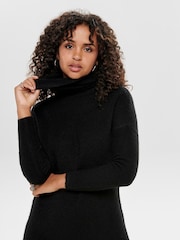 ONLY Long Sleeve Knitted Cowl Neck Midi Dress - صورة 3 من 5