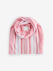 Jigsaw Red Striped Cotton Woven Scarf - Image 1 of 1