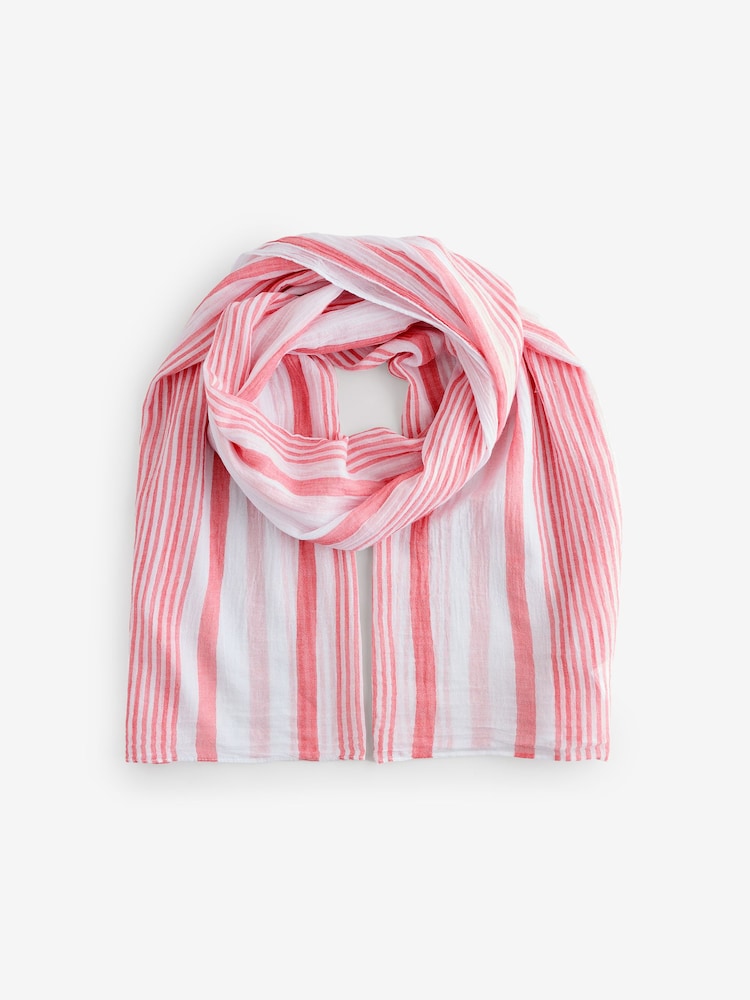 Jigsaw Red Striped Cotton Woven Scarf - Image 1 of 1