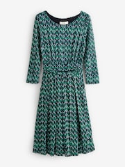 Jolie Moi Green 3/4 Sleeve Printed Mesh Dress - Image 1 of 1