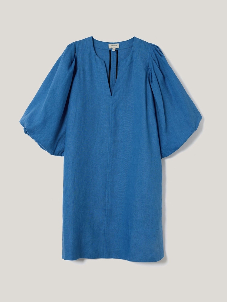 Jigsaw Blue Linen Puff Sleeve Mini Dress - Image 5 of 5 Jigsaw Blue Linen Puff Sleeve Mini Dress - Image 5 of 5
