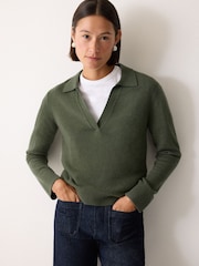 Jigsaw Green Wool Blend Collar Jumper - Image 1 of 5