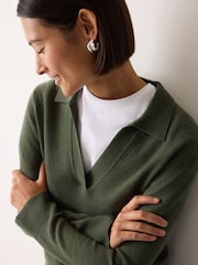 Jigsaw Green Wool Blend Collar Jumper - Image 2 of 5
