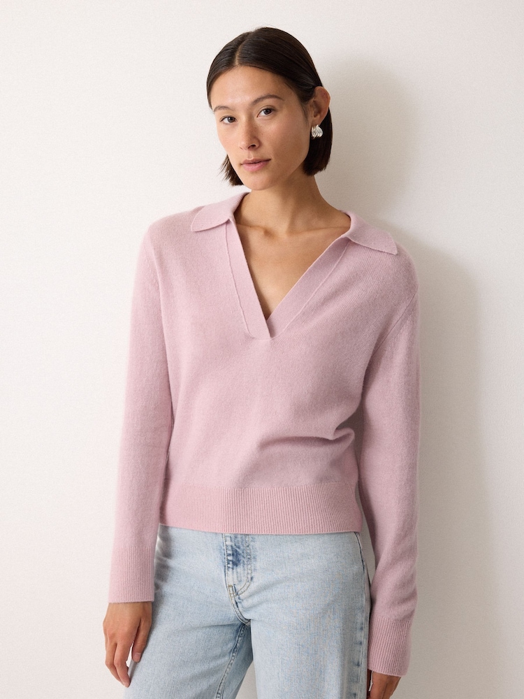 Jigsaw Pink Wool Blend Collar Jumper - Image 1 of 4 Jigsaw Pink Wool Blend Collar Jumper - Image 1 of 4