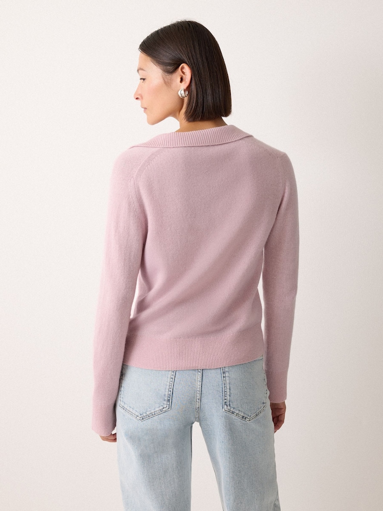 Jigsaw Pink Wool Blend Collar Jumper - Image 2 of 4
