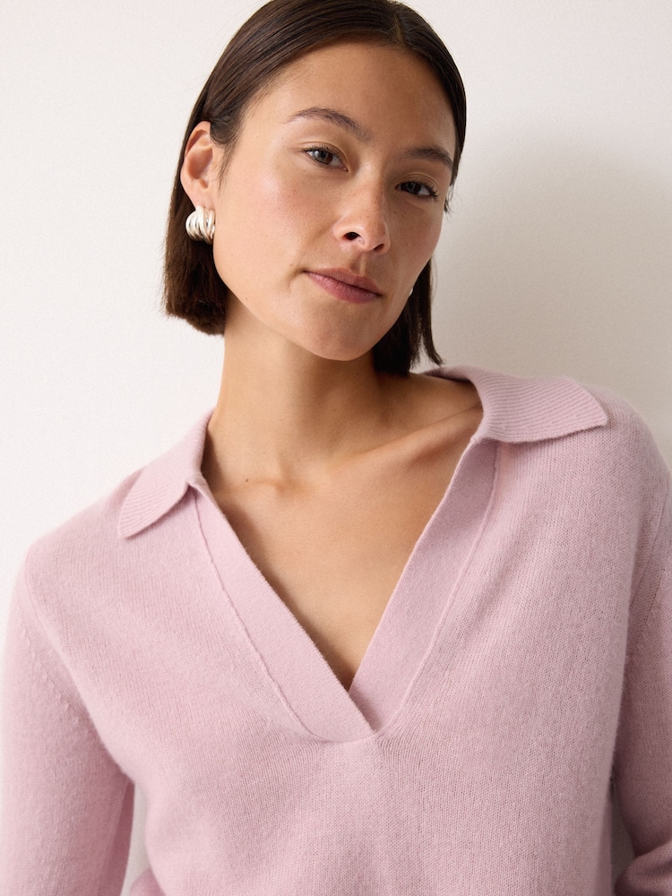 Jigsaw Pink Wool Blend Collar Jumper - Image 4 of 4 Jigsaw Pink Wool Blend Collar Jumper - Image 4 of 4