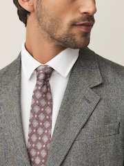 Brown Signature Silk Geometric Tie - Image 1 of 5